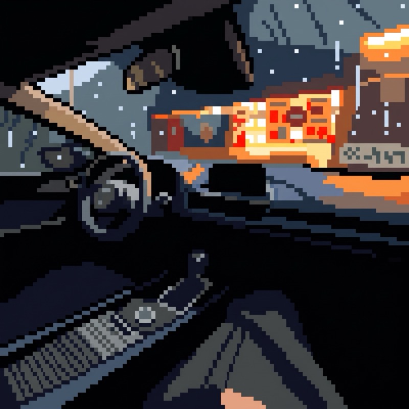 en la ruta, pixel art